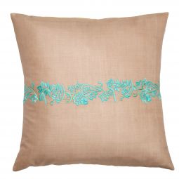 Bela Pillow Cover - Tan/Aqua Green